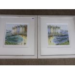 REBECCA LARDNER, PR. LTD. ED. PRINTS, QUAYSIDE I AND QUAYSIDE II, 39/195, APPROX. 10 ins. SQUARE