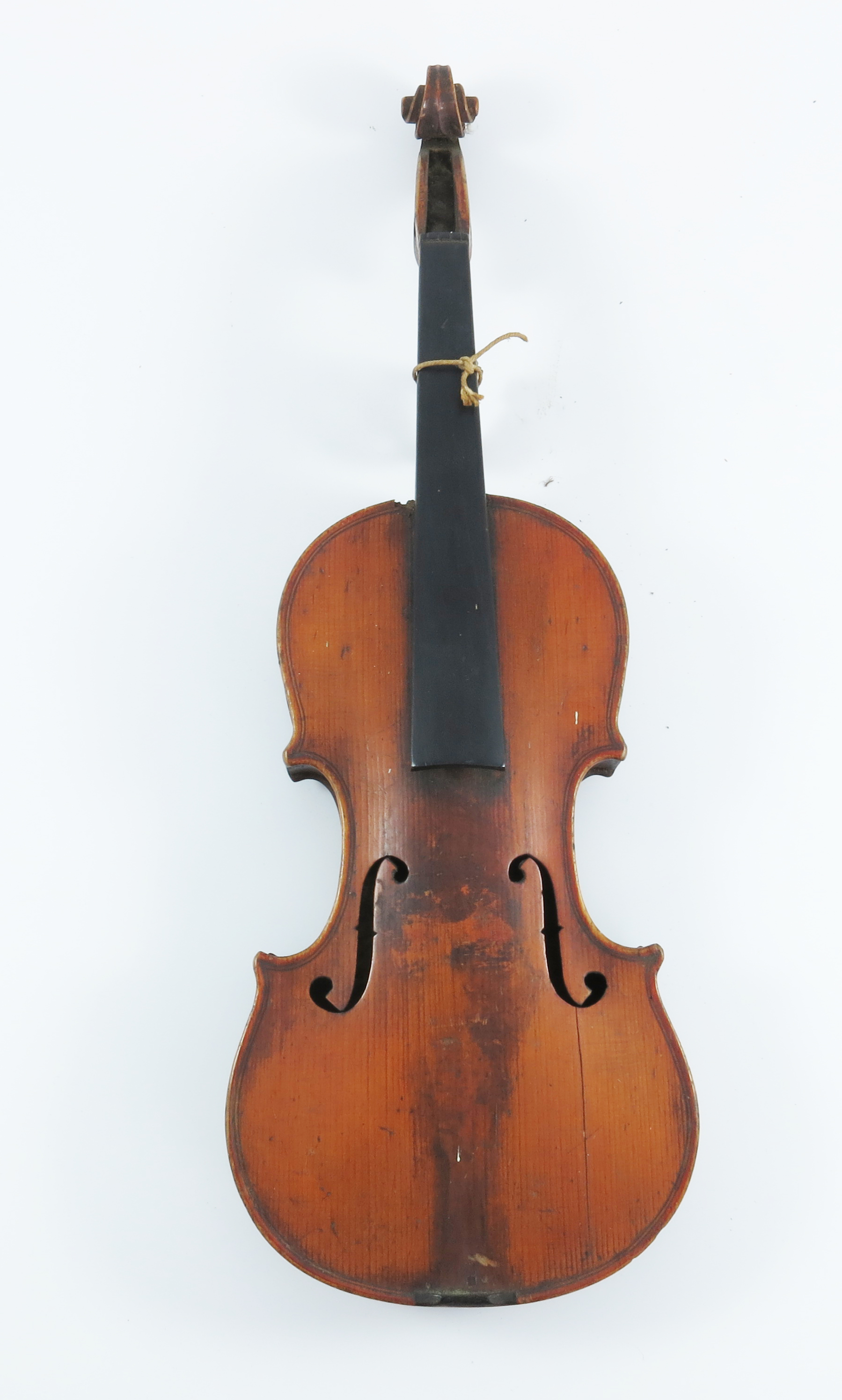 19TH CENTURY CHILD'S VIOLIN, APPROX. 47 cm OVERALL, BACK 29 cm INC. BUTTON, PROVENANCE RIPPLE HALL - Image 10 of 12