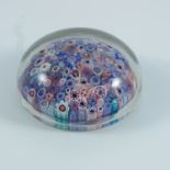 19TH CENTURY MILLEFIORI PAPERWEIGHT, BROKEN PONTIL TO BASE, APPROX. 10 cm DIA.