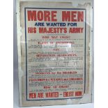 RARE WARTIME RECRUITING POSTER, PARLIAMENTARY RECRUITING OFFICE NUMBER 115, APPROX. 82 X 55 cm AF