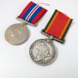 AFRICA GENERAL SERVICE MEDAL 583457 J.J. VAN DER MERWE, 39-45 BRITISH WAR MEDAL AND A CAP BAND