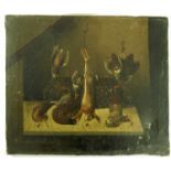 19TH CENTURY ENGLISH SCHOOL OIL ON CANVAS DEAD GAME, APPROX. 30 X 26 cm