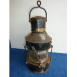 VINTAGE SHIP'S ANCHOR LIGHT WITH BRASS PLATE 'REST & LLOYD LTD.' PATT. 5902 DATED 1948