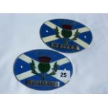 ALBION REIVER AND CLYDESDALE LORRY BADGES WITH THE BLUE CROSS OF ST ANDREW