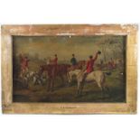E.B.HERBERTE, A SET OF 4 OILS ON CANVAS EACH DEPICTING HUNTING SCENES, APPROX. 50 X 30 cm