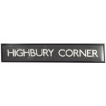 HIGHBURY CORNER BUS DESTINATION BOARD IN FRAME