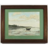 W.HOLLOWAY, WATERCOLOUR 'SEASALTER' DEPICTING A BOAT AT LOW TIDE, APPROX. 30 X 25 cm