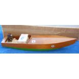 WOODEN MODEL BOAT GREYHOUND 31, WITH TORPEDO ELECTRIC MOTOR, IN BOX A PROJECT TO FINISH