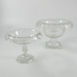 2 GOOD QUALITY GLASS PEDESTAL DISHES