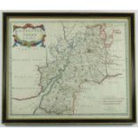 FRAMED MAP OF GLOUCESTERSHIRE, ROB'T MORDEN, APPROX. 42 X 35 cm, PROVENANCE: EX RIPPLE HALL