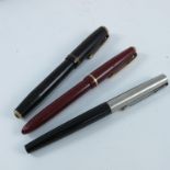 PARKER FOUNTAIN PENS, RED MARBLED VACUMATIC AND 2 OTHERS