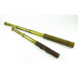 2 DRAWER LEATHER AND BRASS TELESCOPE G.H.STEWARD 22/25 SPOTTER TOGETHER WITH A G.H.STEWARD 3