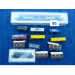 MARKLIN Z GAUGE ROLLING STOCK INC. 8700 DB 4 WHEEL COACH, 6 DB WAGONS, 8620 BOXED TRAFO UNION WAGON