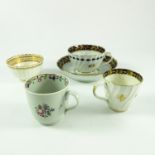 ENGLISH 18TH CENTURY AND LATER PORCELAIN CUPS, SAUCER AND TEA BOWL