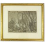 WATERCOLOUR SKETCH WOODLAND SCENE LABELLED VERSO JAMES DUFFIELD HARDING OWS APPROX 25 X 20