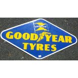 ENAMEL ADVERTISING SIGN GOODYEAR TYRES APPROX 48 INS. X 26 INS. GB 592-55