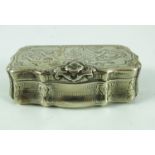 CONTINENTAL, POSSIBLY DUTCH, WHITE METAL TRINKET BOX WITH HINGED COVER