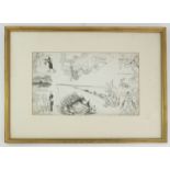 COMPOSITION SKETCH INCLUDING EARLY FLIGHT VINTAGE MOTOR CAR VARIOUS CARTOONS IN THE MANNER OF EMETT,