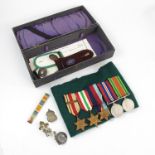 BOX CONTAINING INTERESTING MEDALS AND MILITARIA INCLUDING MEDICAL COUNCIL OF RHODESIA LAPEL