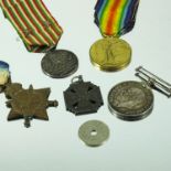 1914-1918 BRITISH WAR MEDAL AND DEFENCE MEDAL TOGETHER WITH 14-15 STAR LIEUT. E.W. RIOCH, KARL TROOP