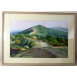 DAVID PRENTICE WATERCOLOUR DEPICTING THE MALVERN HILLS