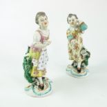 PAIR OF GOOD QUALITY CONTINENTAL FIGURES WITH RED ANCHOR MARK, EACH APPROX 18 cm