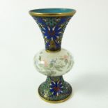 UNUSUAL HAND ENAMELLED AND GLASS CLOISONNÉ VASE
