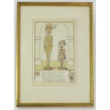 WATERCOLOUR CARTOON 'MEN OF DIFFERENT TRADES AND SIZES' LABELLED VERSO SIR FRANCES CARUTHERS