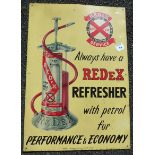 ADVERTISING SIGN REDEX REFRESHER FOR PETROL PERFORMANCE AND ENERGY APPROX 25 INS. X 17 INS.