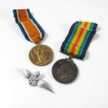 1914-18 BRITISH WAR MEDAL SE-18011 PTE. C. ROBERTS A.V.C AND RAF WINGS