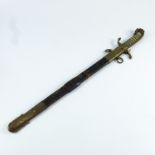 BRITISH MIDSHIPMAN'S DIRK, WIRE BOUND FISH SKIN GRIP WITH LION HEAD POMMEL, BLADE ENGRAVED WITH