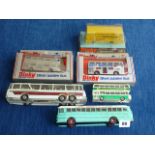 DINKY BOXED 2 X 297 SILVER JUBILEE BUSES, BEDFORD VAL U/B, DINKY CONTINENTAL TOURS AMERICAN COACH