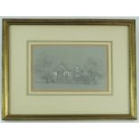 WATERCOLOUR HEIGHTENED SKETCH OF COUNTRY MANOR LABELLED VERSO JOHN DUFFIELD HARDING, APPROX 19 X