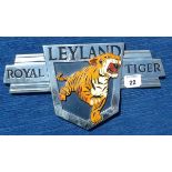 LEYLAND ROYAL TIGER COACH BADGE, STAINLESS AND ENAMELLED
