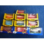 CORGI BUSES, 10 BOXED ROUTEMASTER MODELS INC BEA 481, SOUTHERN VECTIS, LT, OLD HOLBORN, 468 OUTSPAN,