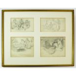 FREDERICK CECIL JONES RBA 1891-1956, 4 FRAMED PENCIL SKETCHES TOMMIES PLAYING CARDS ETAPLES FRANCE