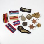 MISCELLANEOUS RAFC BADGES, RAF ENAMELLED BADGE WITH LOCKET SUSPENSION, WWII 1939-45 WAR MEDAL,