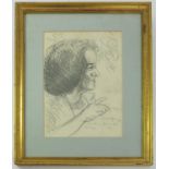 SKETCH PORTRAIT DEPICTING BARBARA HEPWORTH, ST.IVES, DATED 1962 LABELLED VERSO MERVYN LEVY 23 X 34