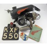 MINI MOTOR VINTAGE BICYCLE ENGINE TOGETHER WITH FUEL TANK MUD GUARD NUMBER PLATE KXE550 AND ORIGINAL