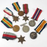 MISCELLANEOUS WWI AND WWII MEDALS INCLUDING 734 PTE. F. HOWARD BORD. R. PAIR, ONE OF THE PAIR