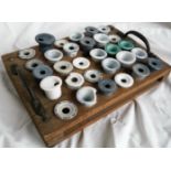 VINTAGE SCHOOL “INK TRAY” WITH ORIGNAL PORCELAIN INK POTS