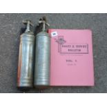 PYRENE AND MINI MAX FIRE EXTINGUISHER AND A REPRINT OF A 1933 RILEY SALES AND SERVICE BULLETIN