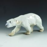 A LARGE BING & GRONDAHL PORCELAIN STUDY OF A WALKING POLAR BEAR, APPROX. 31 cm