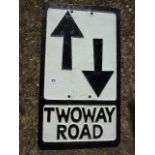 BRANCO REPRODUCTION SIGN TWO WAY ROAD