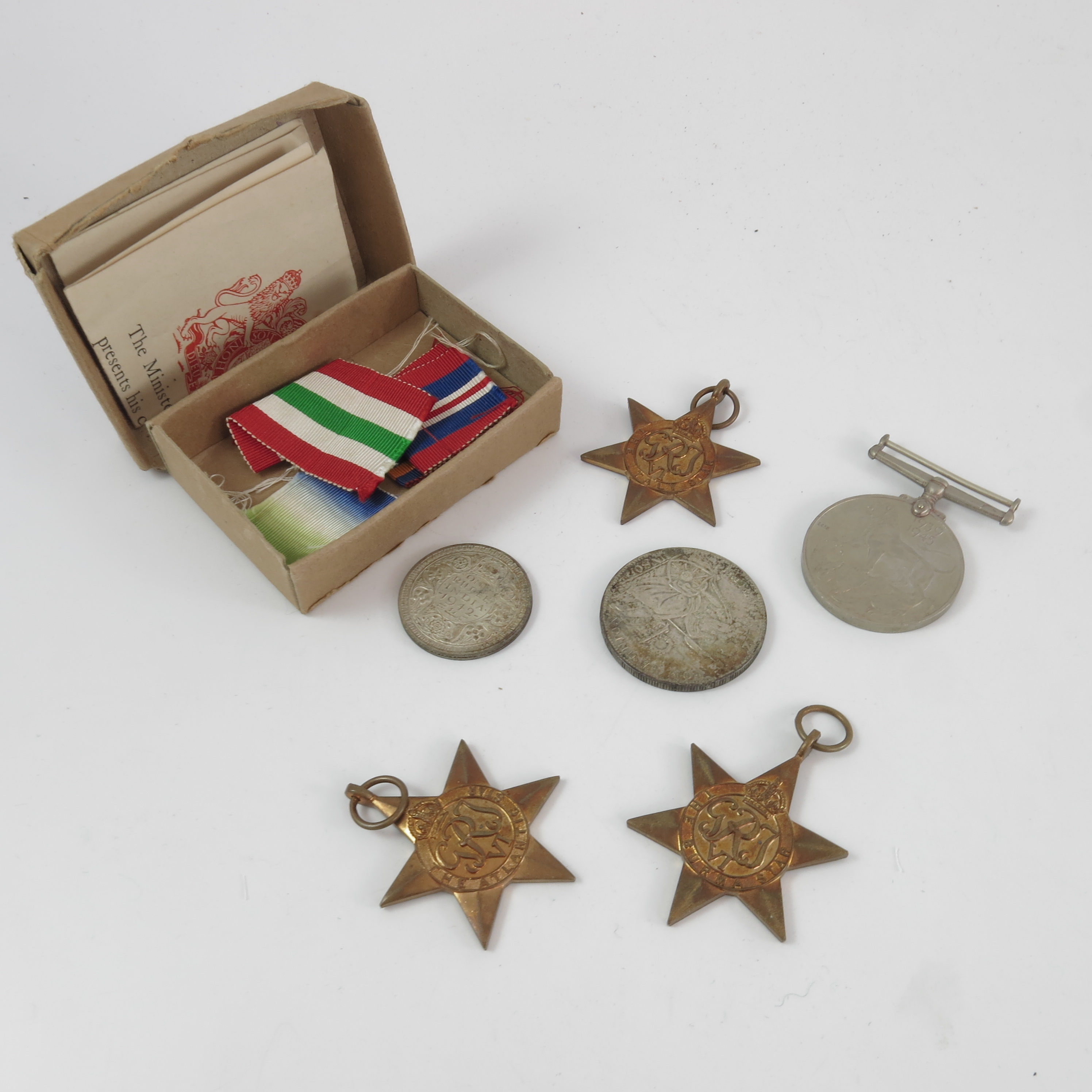3 SETS OF WWII MEDALS, M. J. D. ANTHONY, WAR AND DEFENCE MEDAL, 39-45 & BURMA STAR, MR A.C.