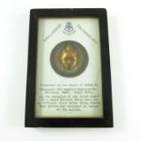 MILITARY INTEREST FRAMED MEDALLION DAKAR SENEGAL 24 JANUARY 1943 HMS DESPATCH , PRESENTED TO CMD SIR