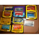 CORGI 10 BOXED ROUTEMASTER BUSES INC. 469 E YORKS, IOW, OLD HOLBORN, 1004 CORGI TRONICS, 469TDK, 480