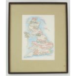 JOHN MINNION SKETCH DEPICTING BRITISH ISLES, 27 X 18 cm