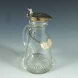 WHISKEY TOT WITH SILVER HINGED COVER INSCRIBED H.H-W (HUNTINGTON-WHITELEY) AND SILVER WHISKEY '