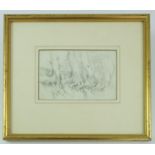 PENCIL SKETCH TREES, KNOWLE, KENT, LABELLED VERSO E W COOKE RA APPROX 16.5 X 10 cm